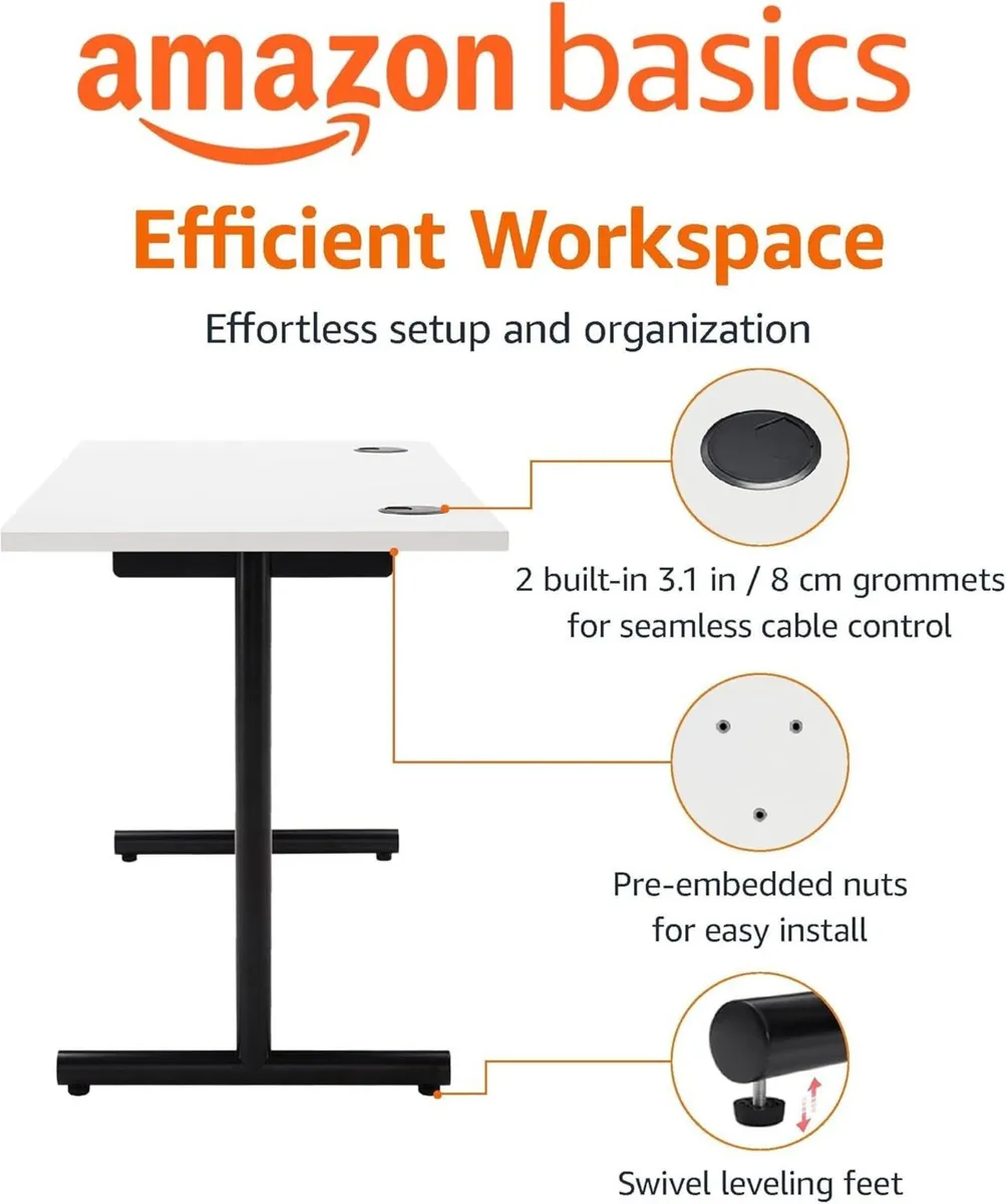 Simple Office Computer Desk White Desktop and - Image 4