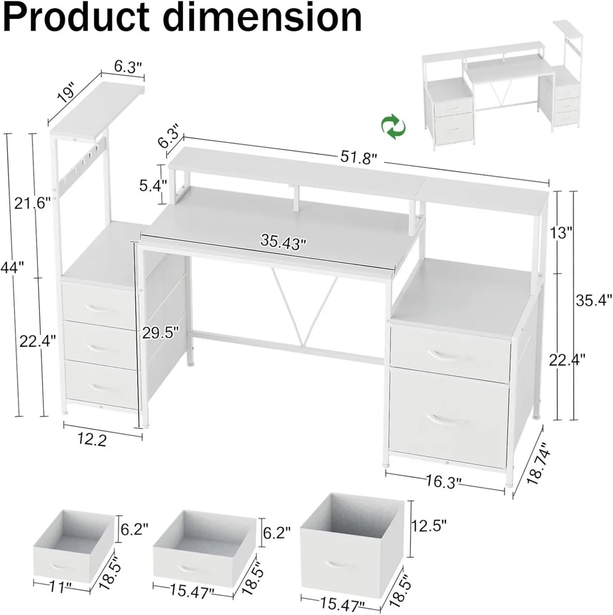 160cm Computer Desk with Printer Stand and - Image 3
