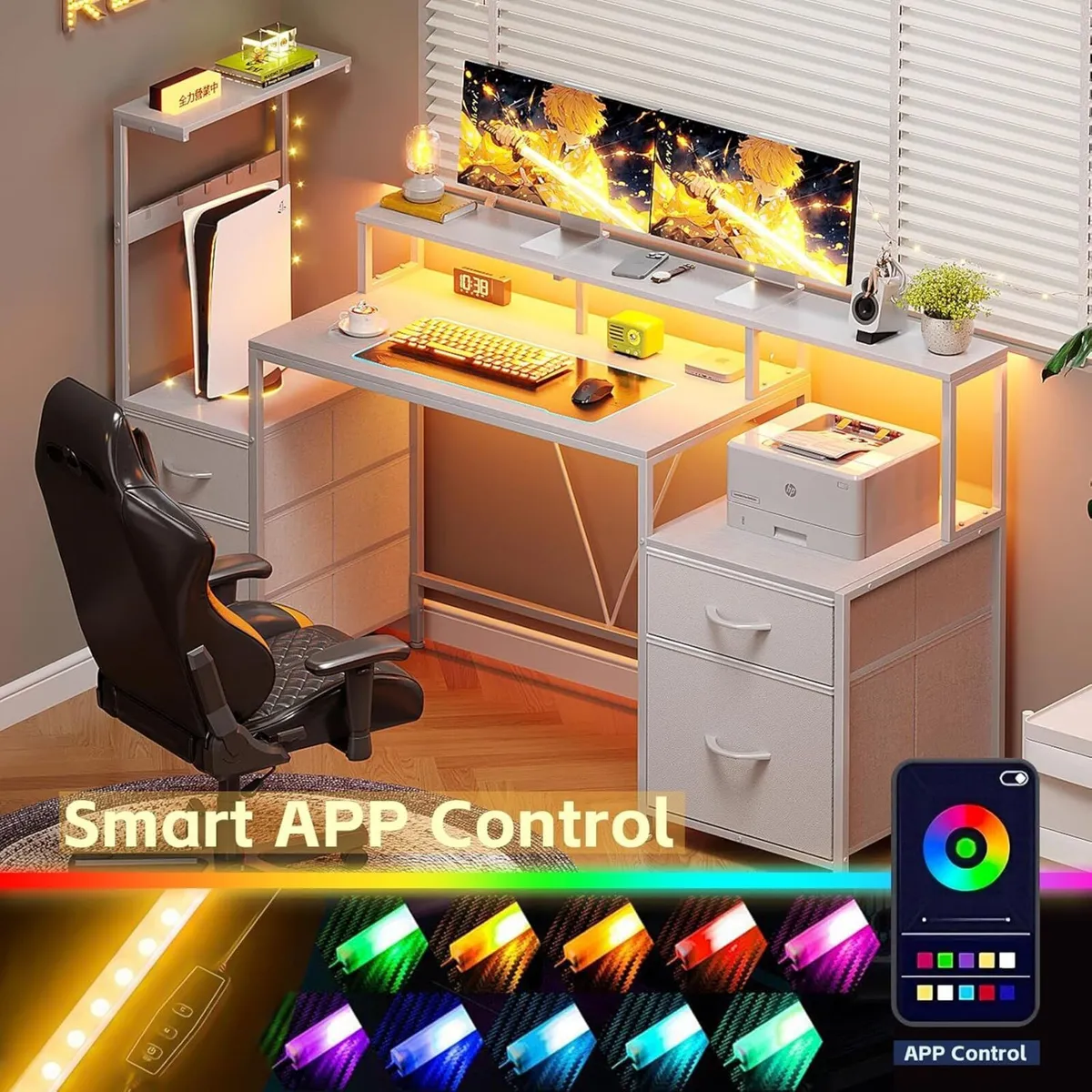 160cm Computer Desk with Printer Stand and - Image 4