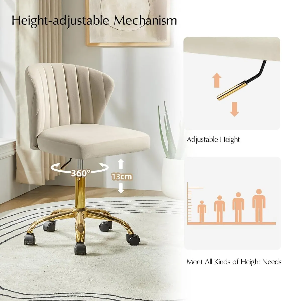 Swivel Office Chair Desk Chairs Velvet Comfy - Image 3