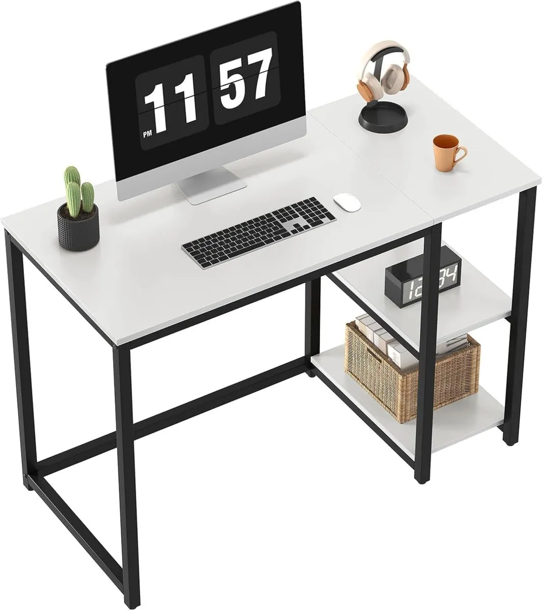 Computer Desk with 2-Tier Shelves 100cm Small - Image 1