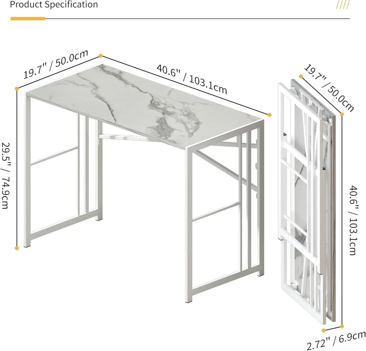 Folding Desk 103 cm Writing Gaming Computer - Image 3