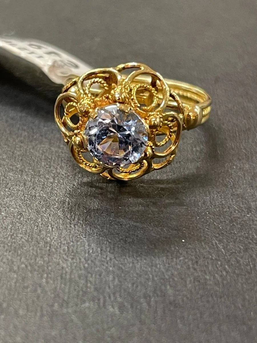 18k gold blue stone ring. - Image 4