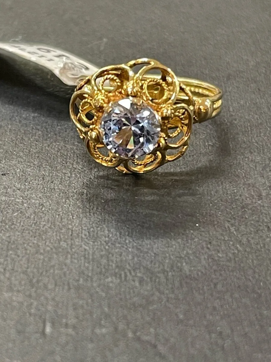 18k gold blue stone ring. - Image 3