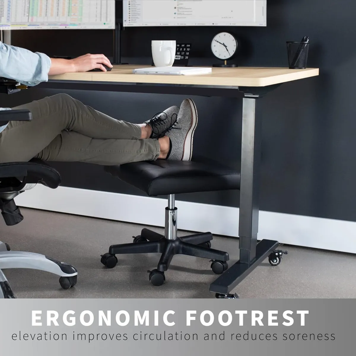 Ergonomic Mobile Footrest with Wheels Height - Image 3