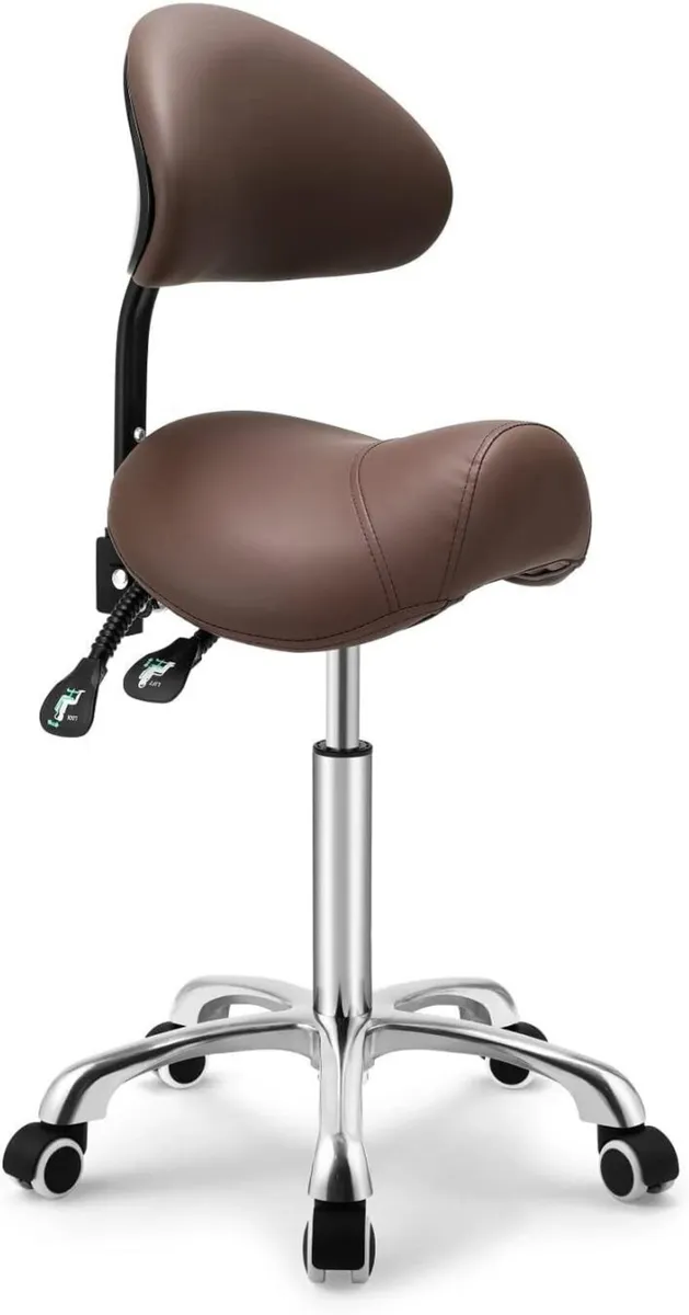 Saddle Stool with Wheels Height Adjustable - Image 1