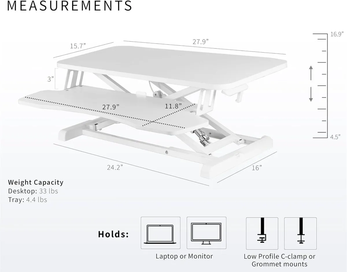 71 cm Desk Converter K Series Height Adjustable - Image 3