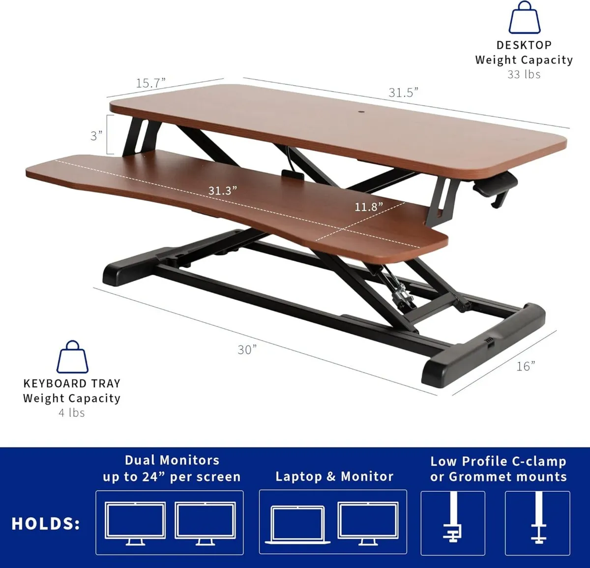81 cm Desk Converter K Series Height Adjustable - Image 3