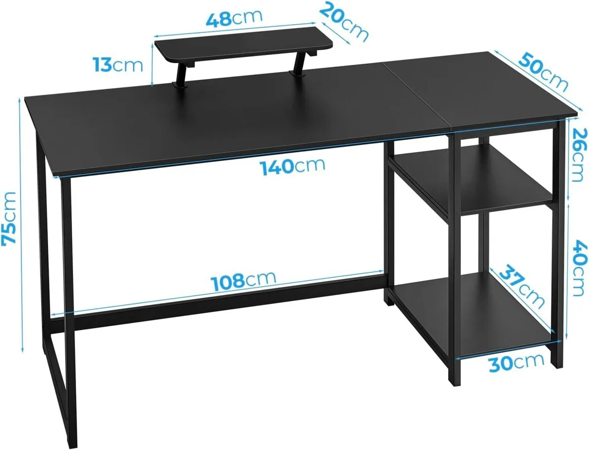 Computer Desk with Monitor Stand 140cm Office - Image 3