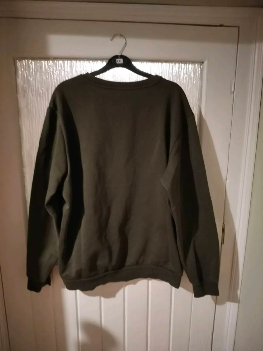 Mens Puma Crew neck sweater in Olive Green with bl - Image 3