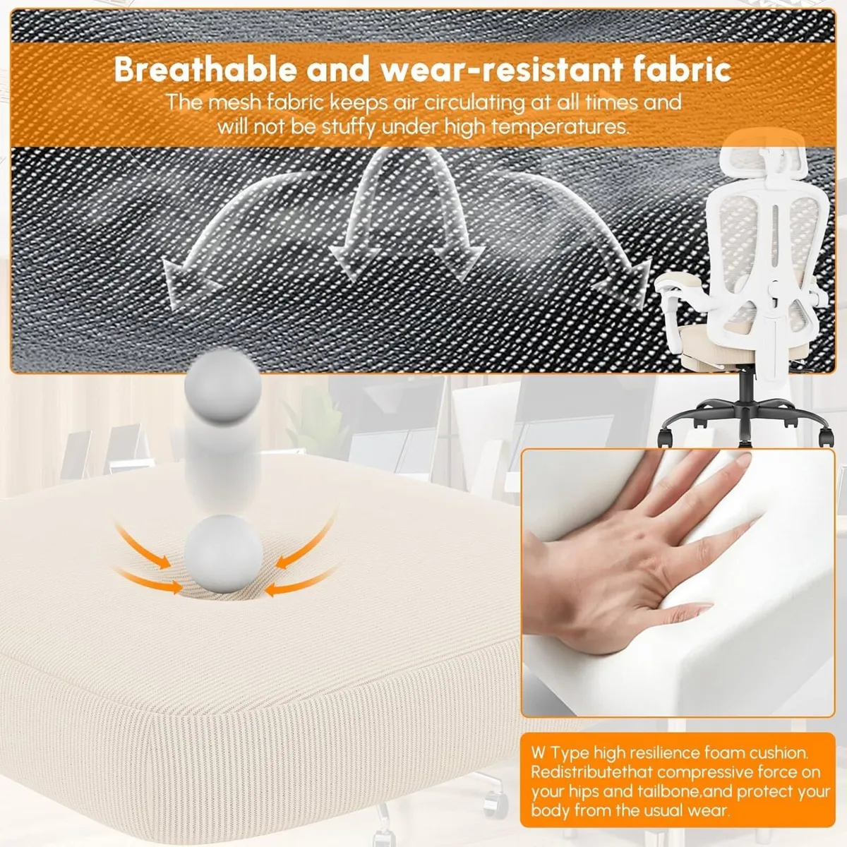 HapGIFT Computer Chair Ergonomic Office with - Image 4