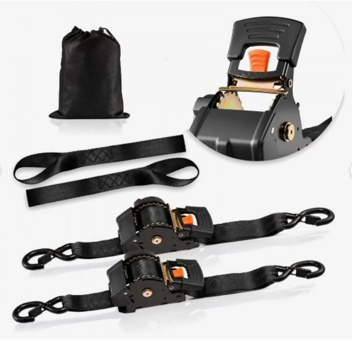 Retractable Ratchet Straps, 50.8 mm x 3 m - Image 1