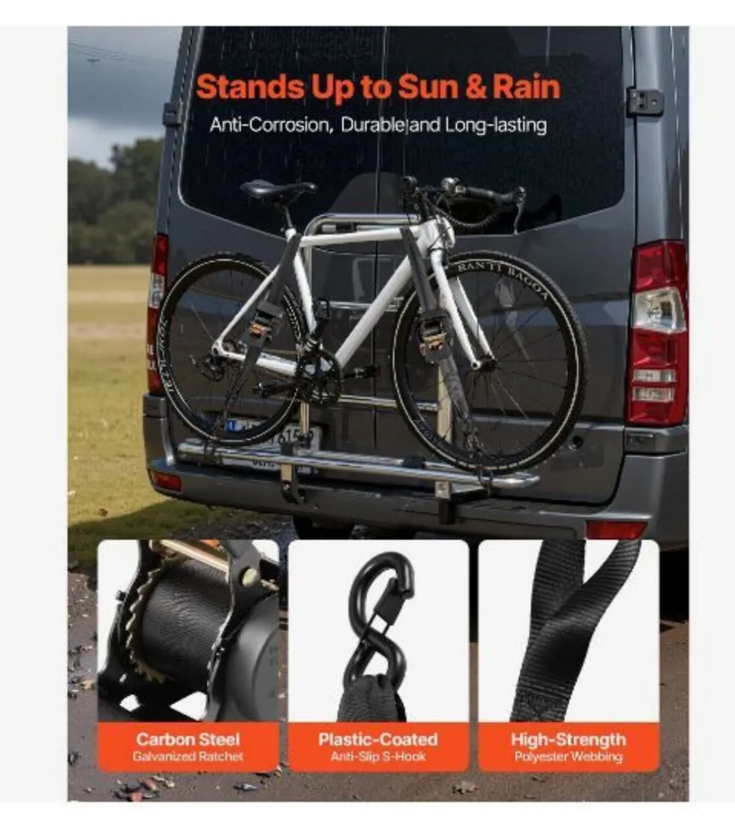 Retractable Ratchet Straps, 50.8 mm x 3 m - Image 2