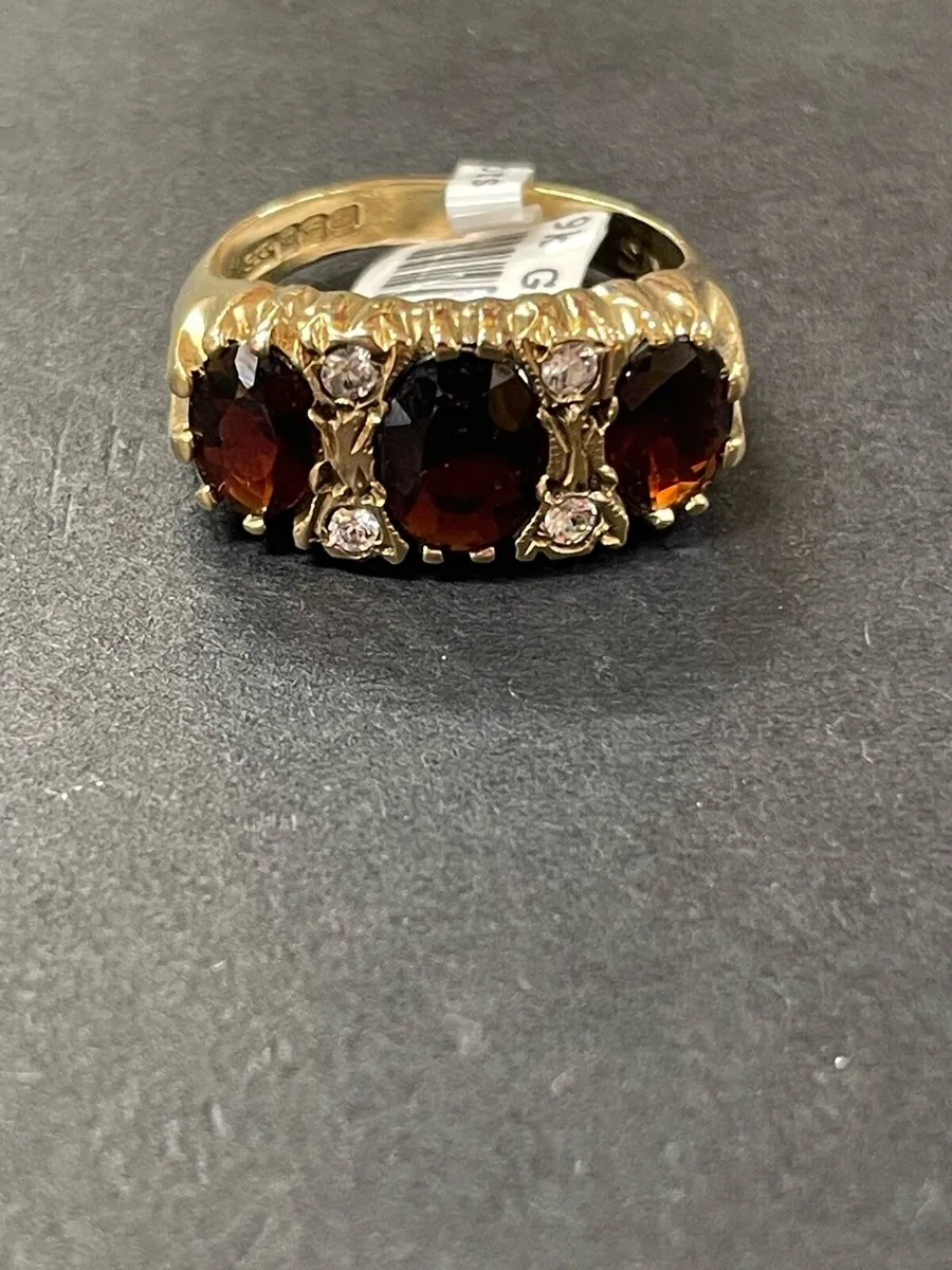 9k gold vintage garnet ring - Image 3