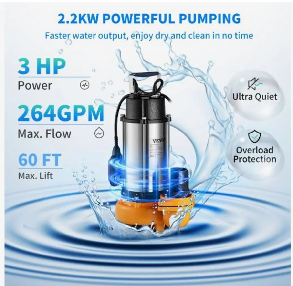 Submersible Water Pump, 2200W - Image 4