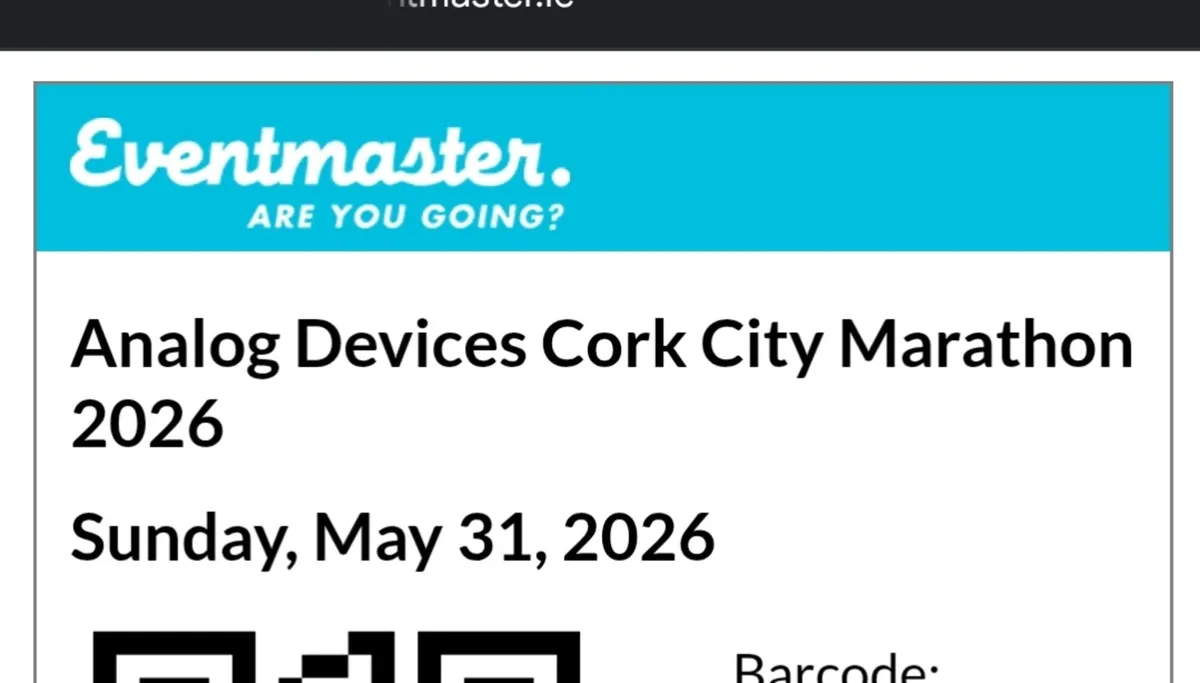 Entry to Cork Half Marathon on 31st of May