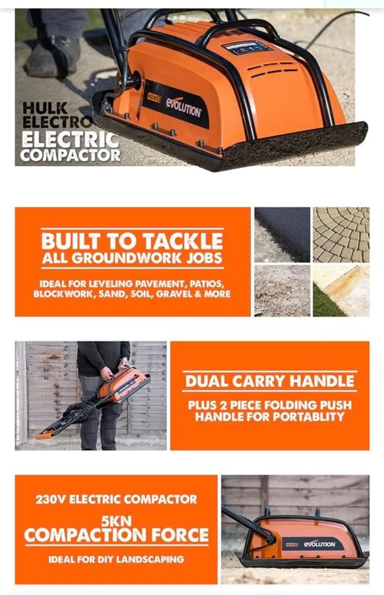 Evolution Hulk Electric Compactor Plate - 230V Domestic Use - Image 3