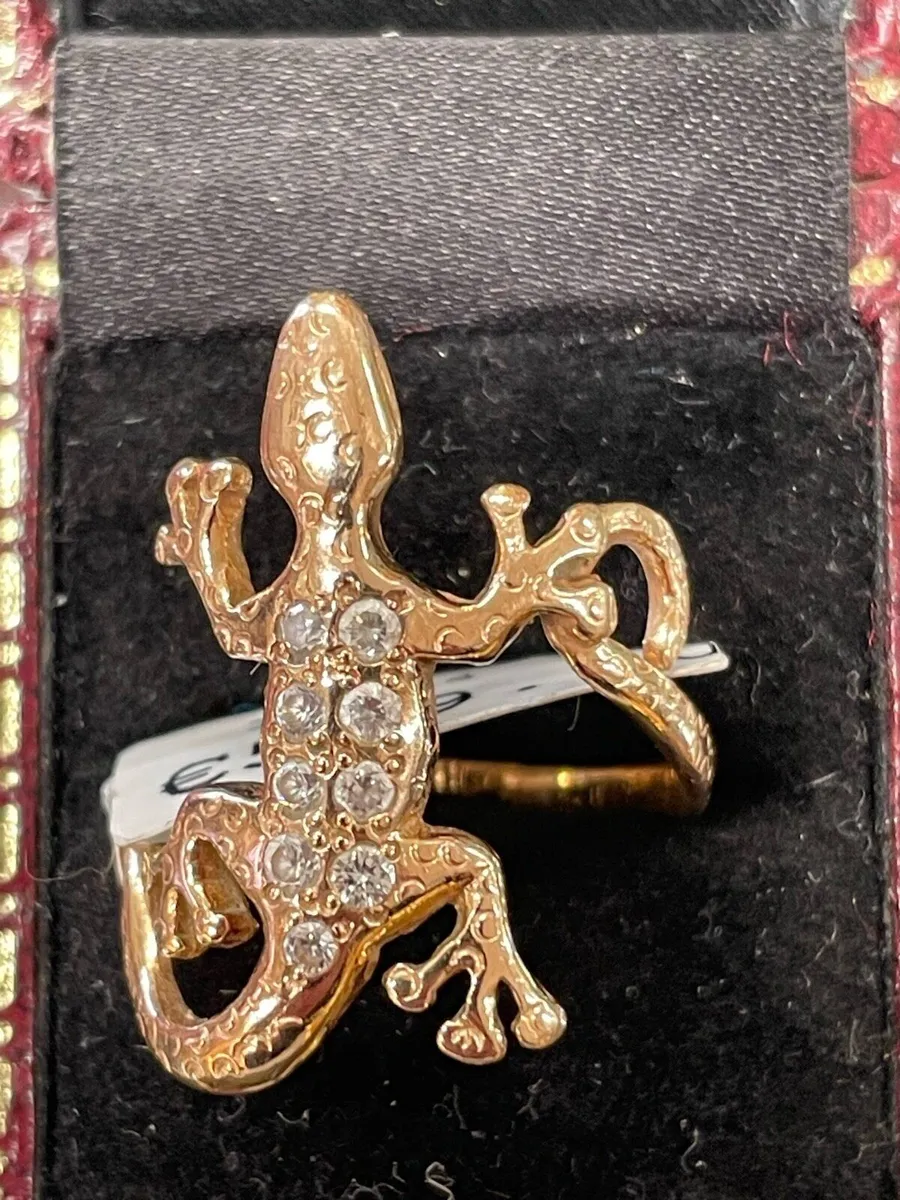 14k gold Cz lizard ring. - Image 1