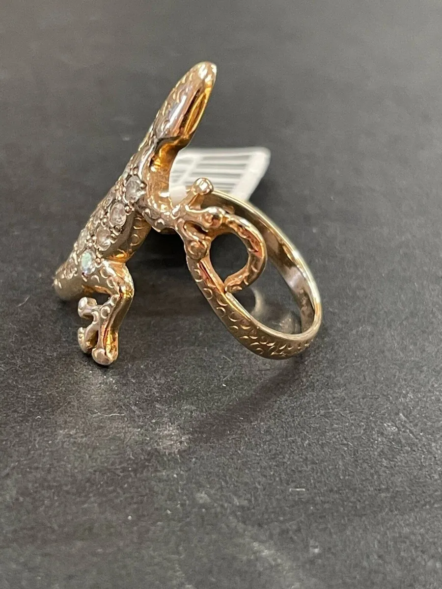 14k gold Cz lizard ring. - Image 4