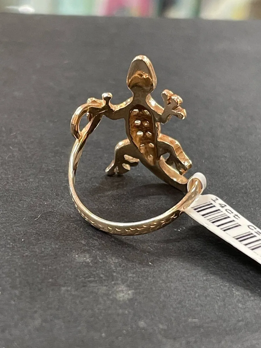 14k gold Cz lizard ring. - Image 3
