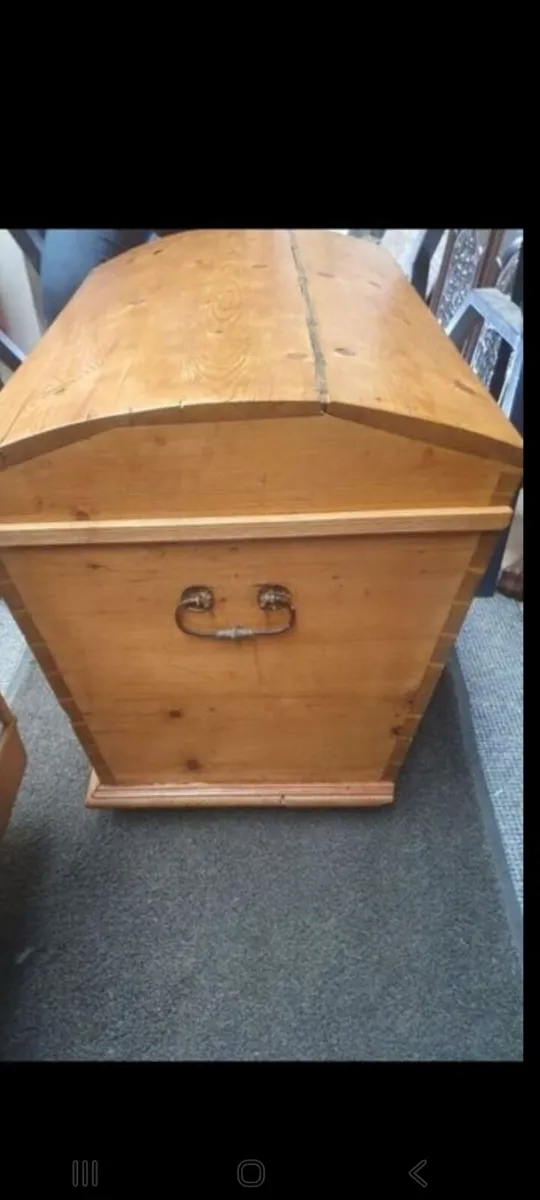 victorian dome top pine trunk with candle box - Image 1