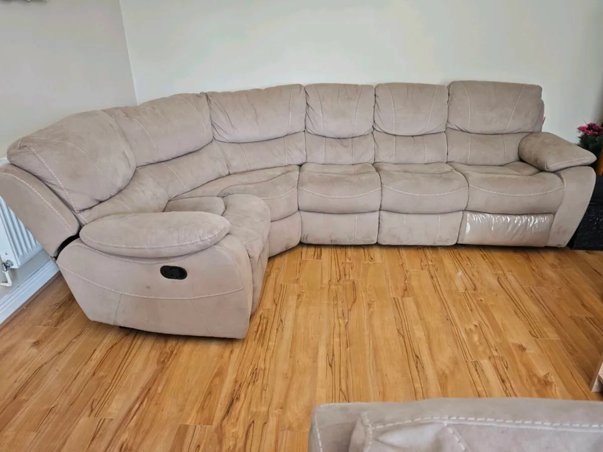 L Shaped Modular Couch & Armchair with recliner at - Image 1
