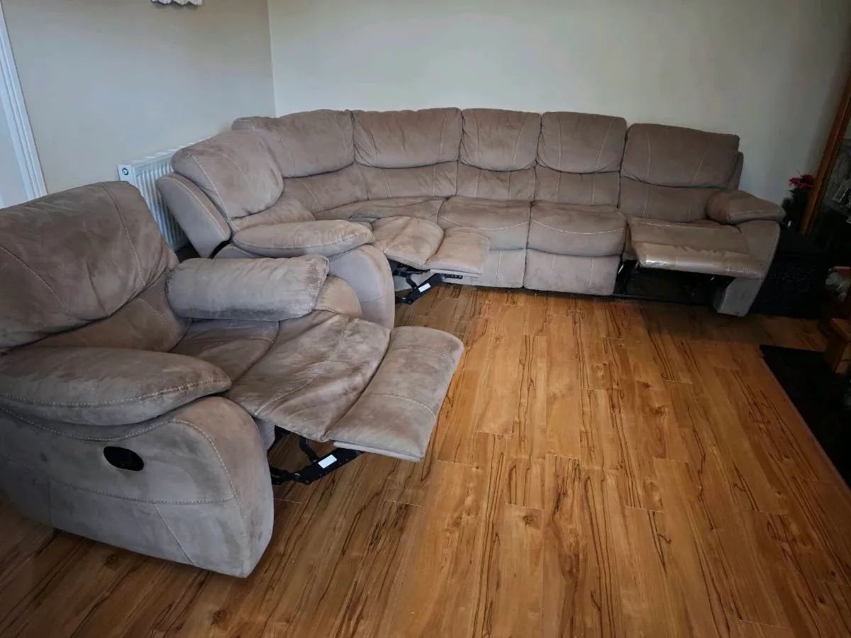L Shaped Modular Couch & Armchair with recliner at - Image 3