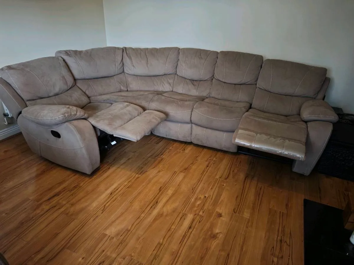 L Shaped Modular Couch & Armchair with recliner at - Image 4