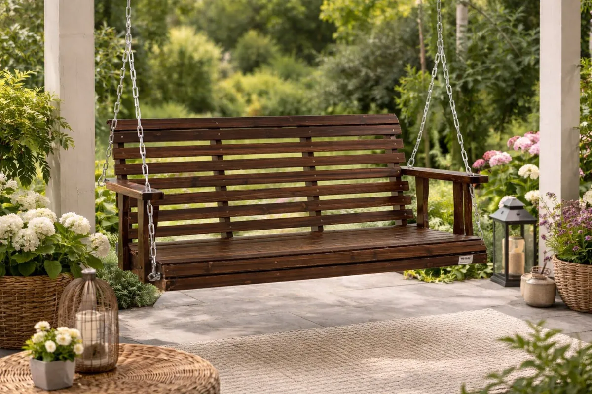 Wooden Porch Swing 4.5 ft, Patio bench swing - Image 1