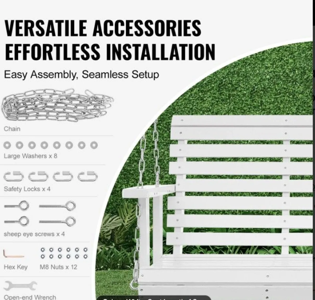 Wooden Porch Swing 4.5 ft, - Image 4