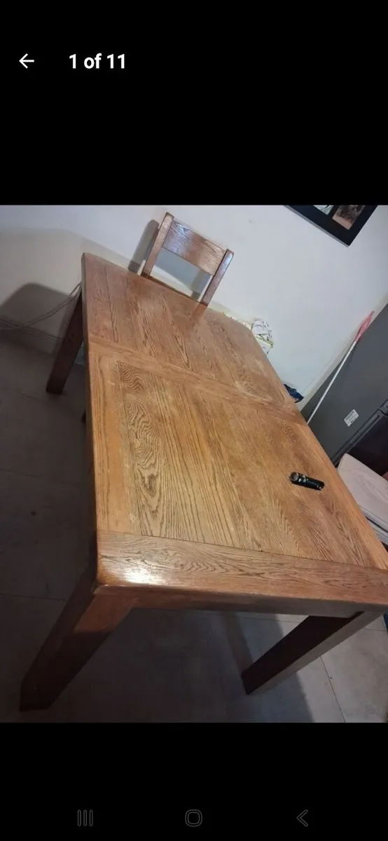 Calgary oak 1.8m extendable dining table and 3 cha - Image 2