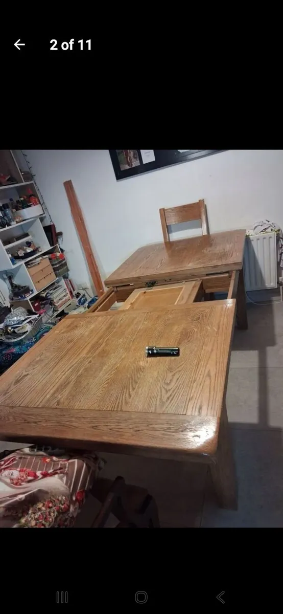 Calgary oak 1.8m extendable dining table and 3 cha - Image 1