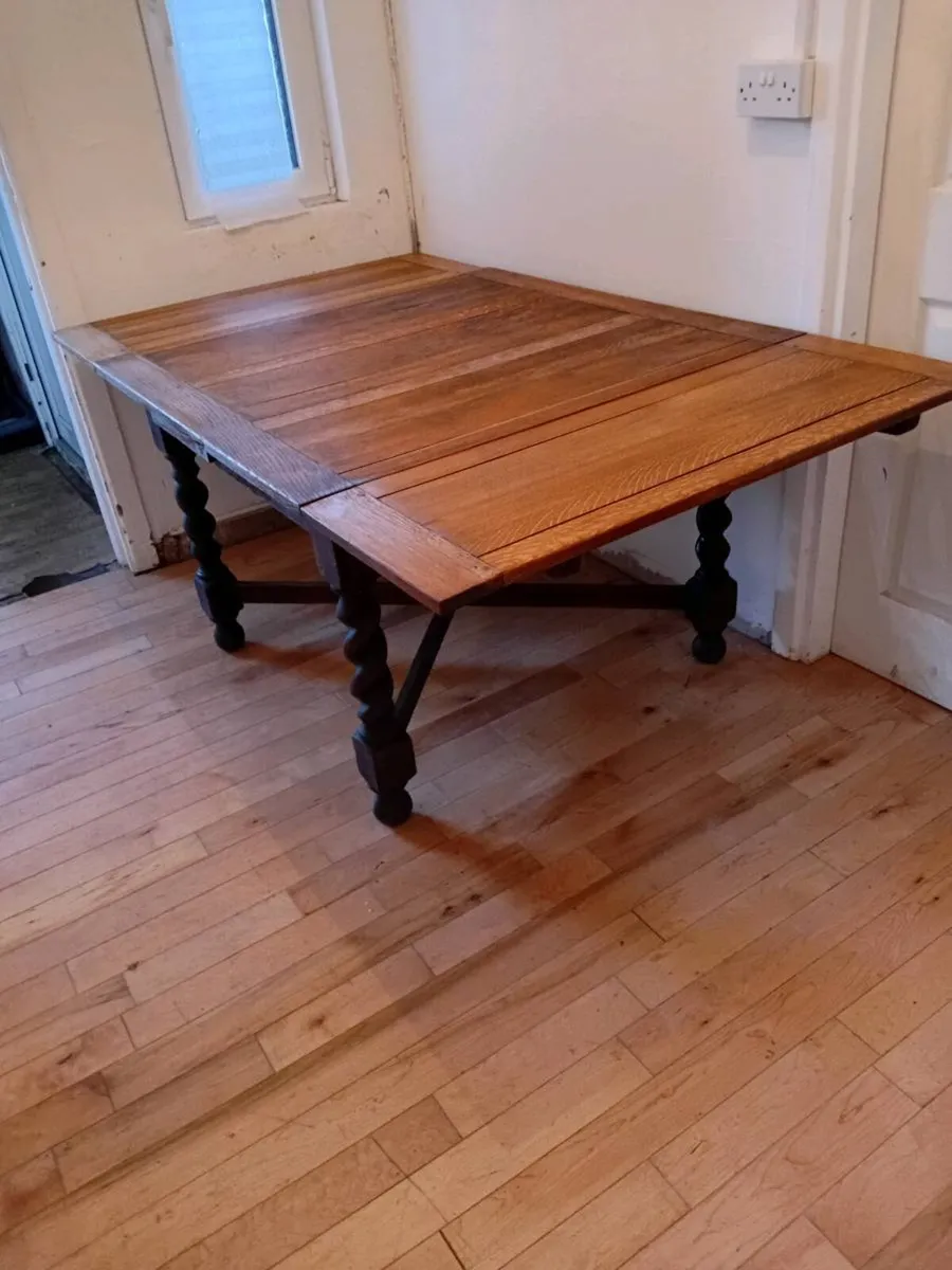 irish antique barley twist draw leaf table - Image 1