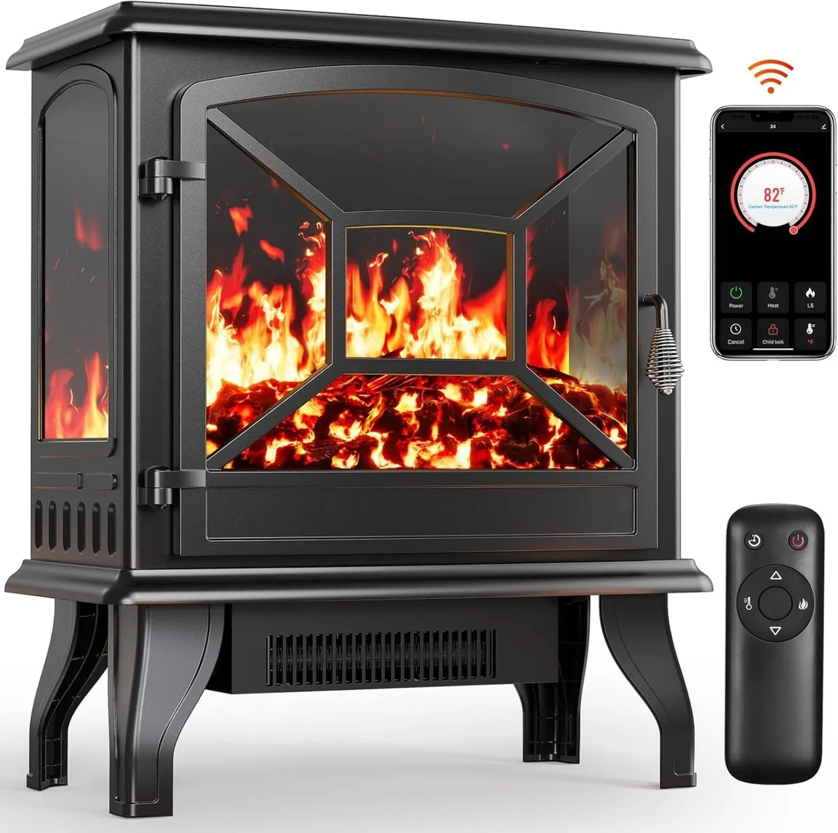 Electric Fireplace Heater BTU Portable with App - Image 1