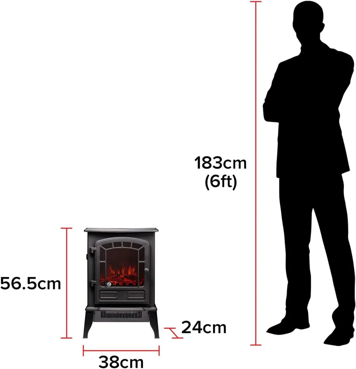 the Ripon Electric Stove Wood/Plastic Black 380 x - Image 3