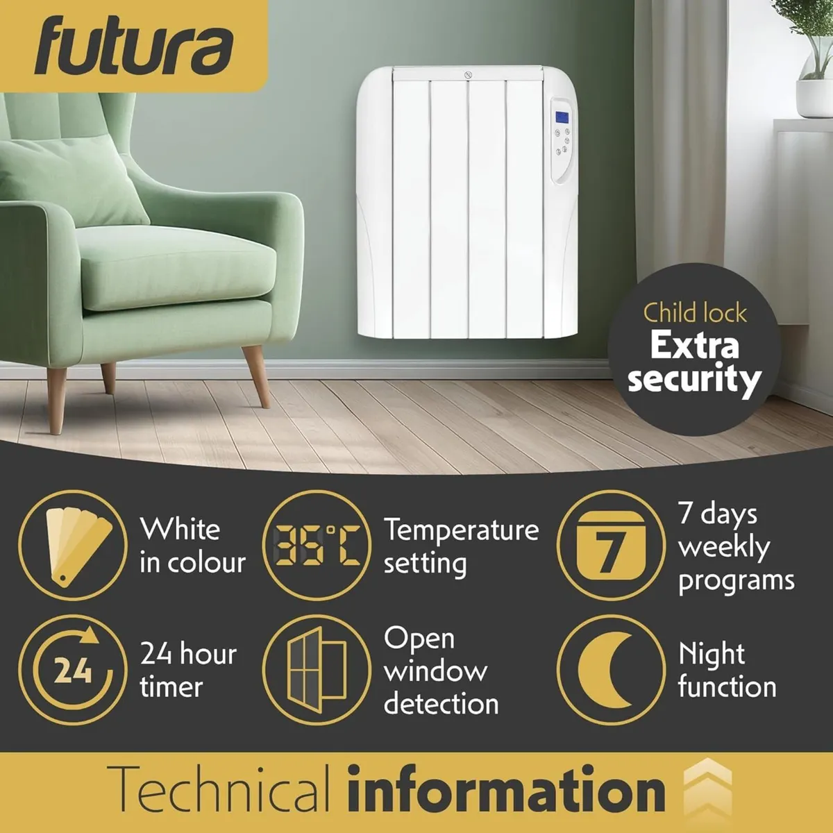 1000W White Electric Radiator Heaters for Home - Image 4