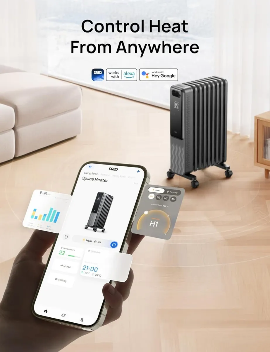 Smart 9 Fins Oil Filled Radiator 2000W Silent - Image 3