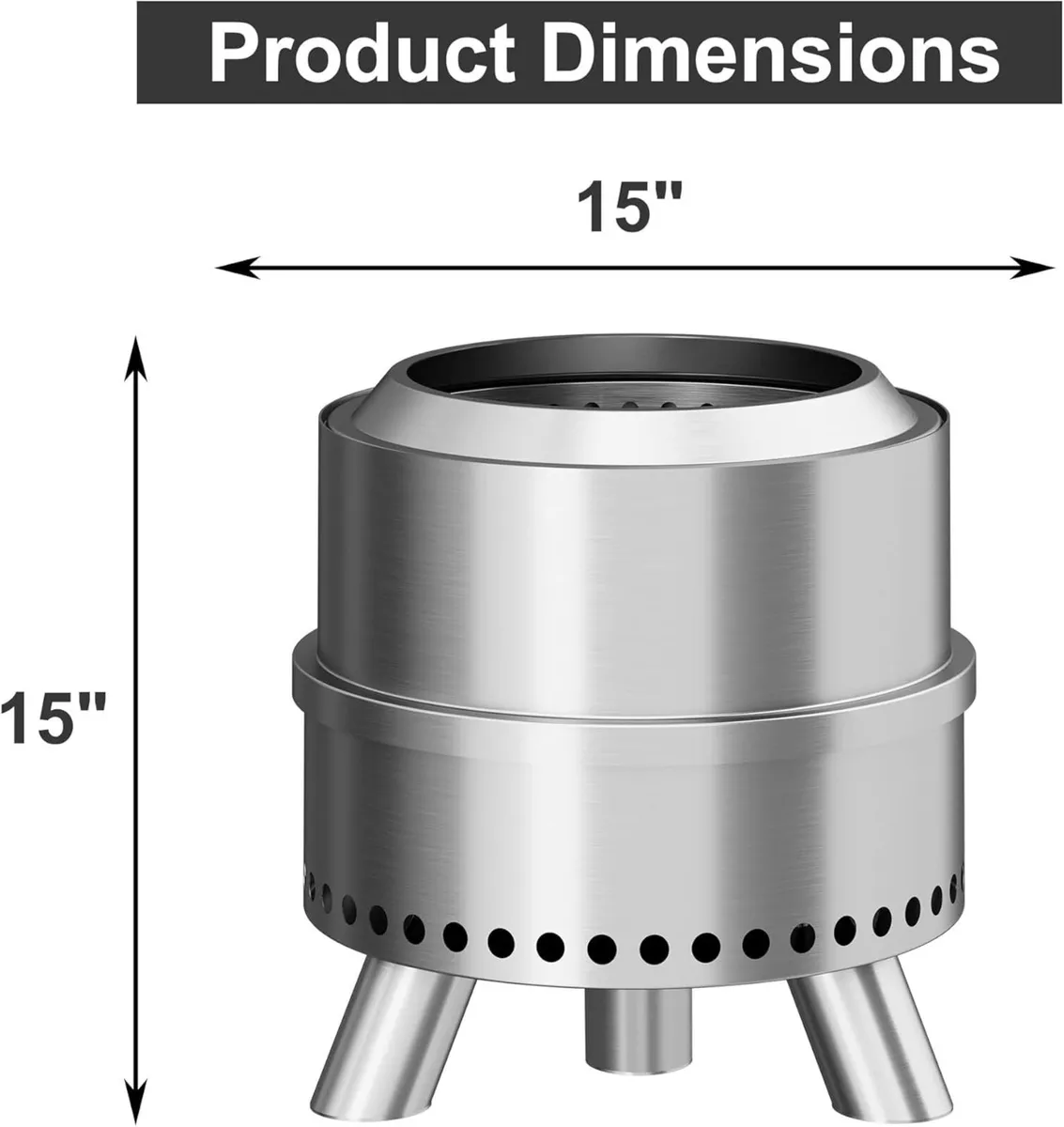15 inch Smokeless FirePit with Waterproof Bag - Image 2