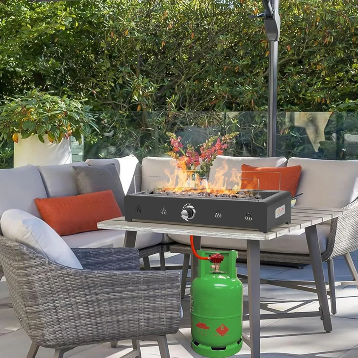 Rectangular Tabletop Gas Fire Pit 6.5KW Outdoor - Image 2