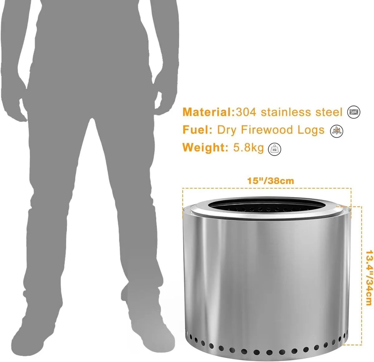 Smokeless Fire Pit Portable Outdoor Wood Burning - Image 3