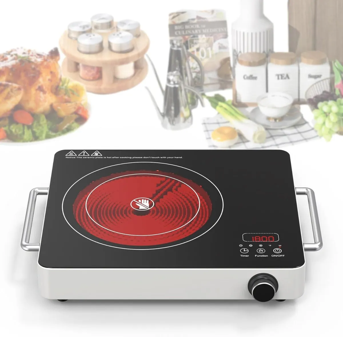Single electric hob 220V Touch and Knob portable - Image 1