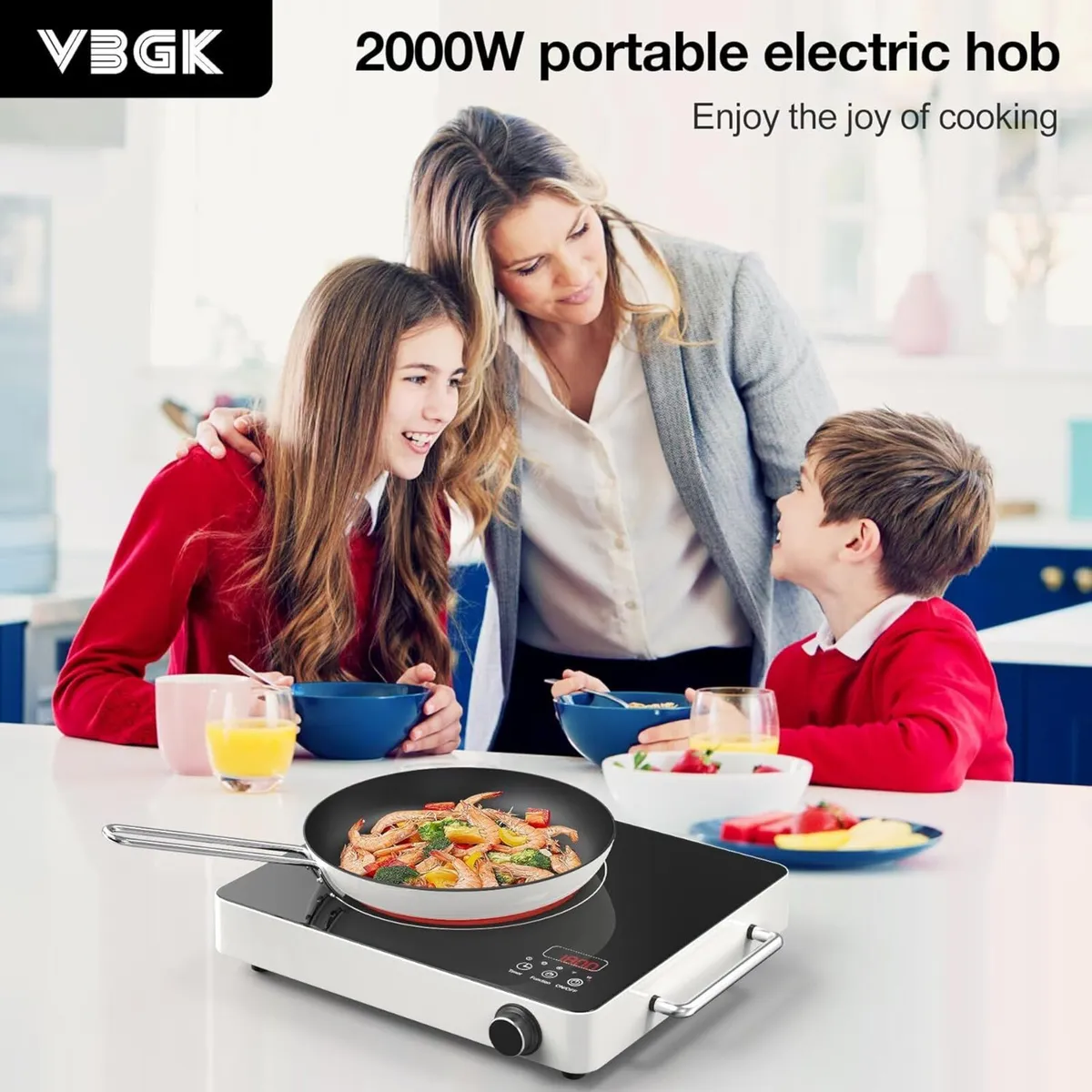 Single electric hob 220V Touch and Knob portable - Image 2