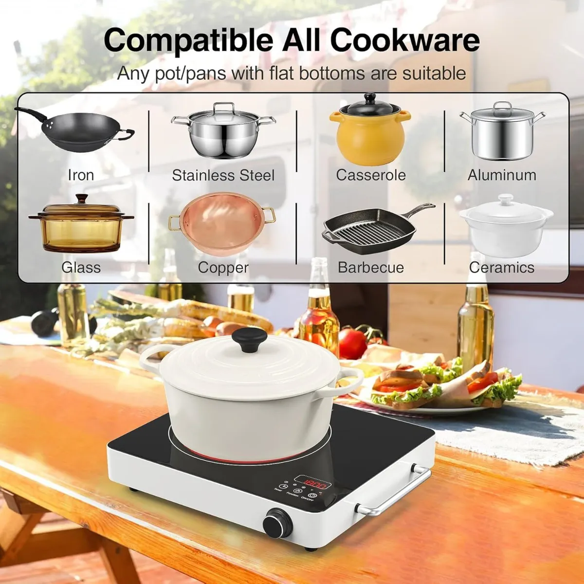 Single electric hob 220V Touch and Knob portable - Image 4