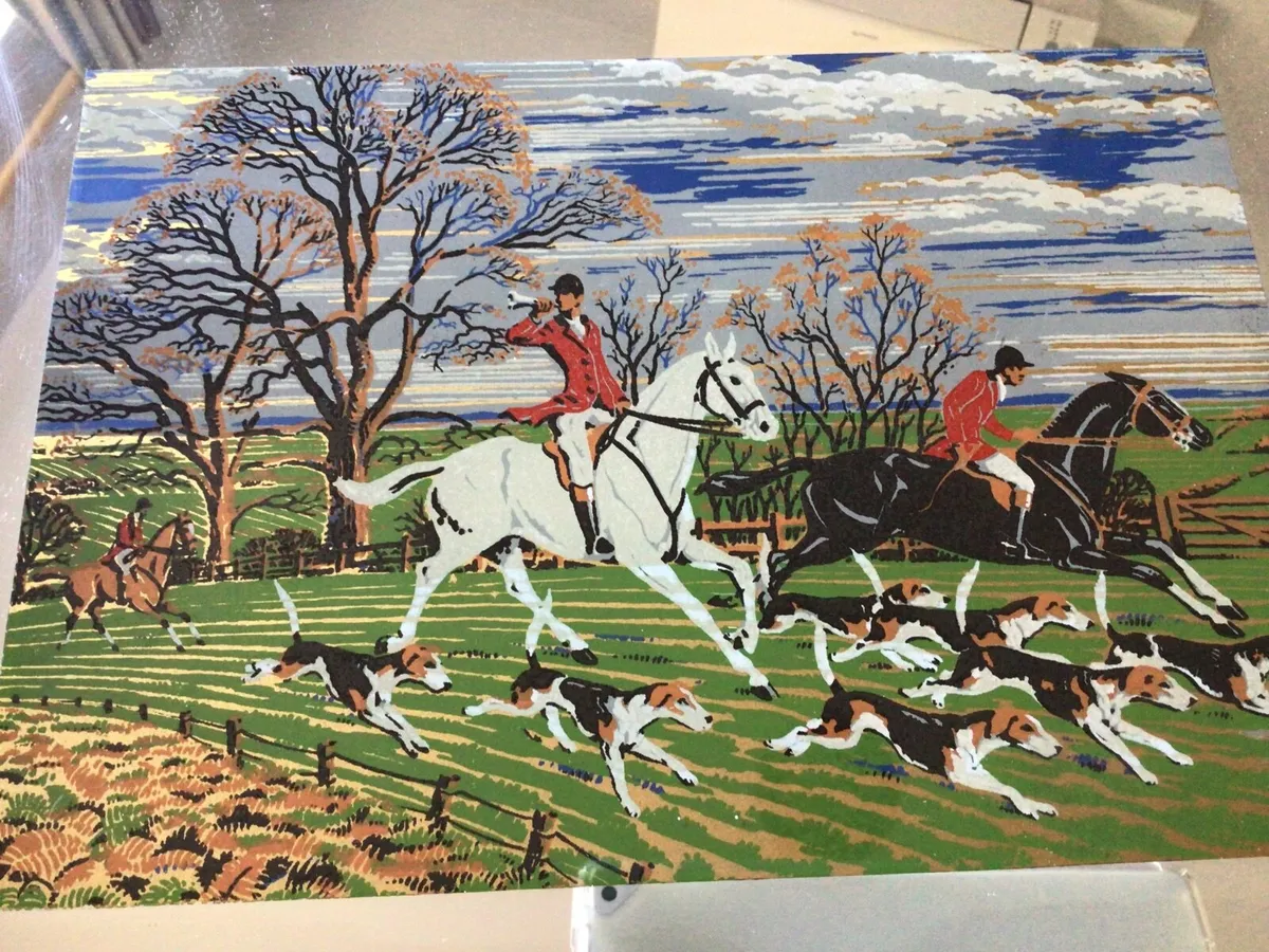 Vintage Mirror Hunting Scene - Image 2