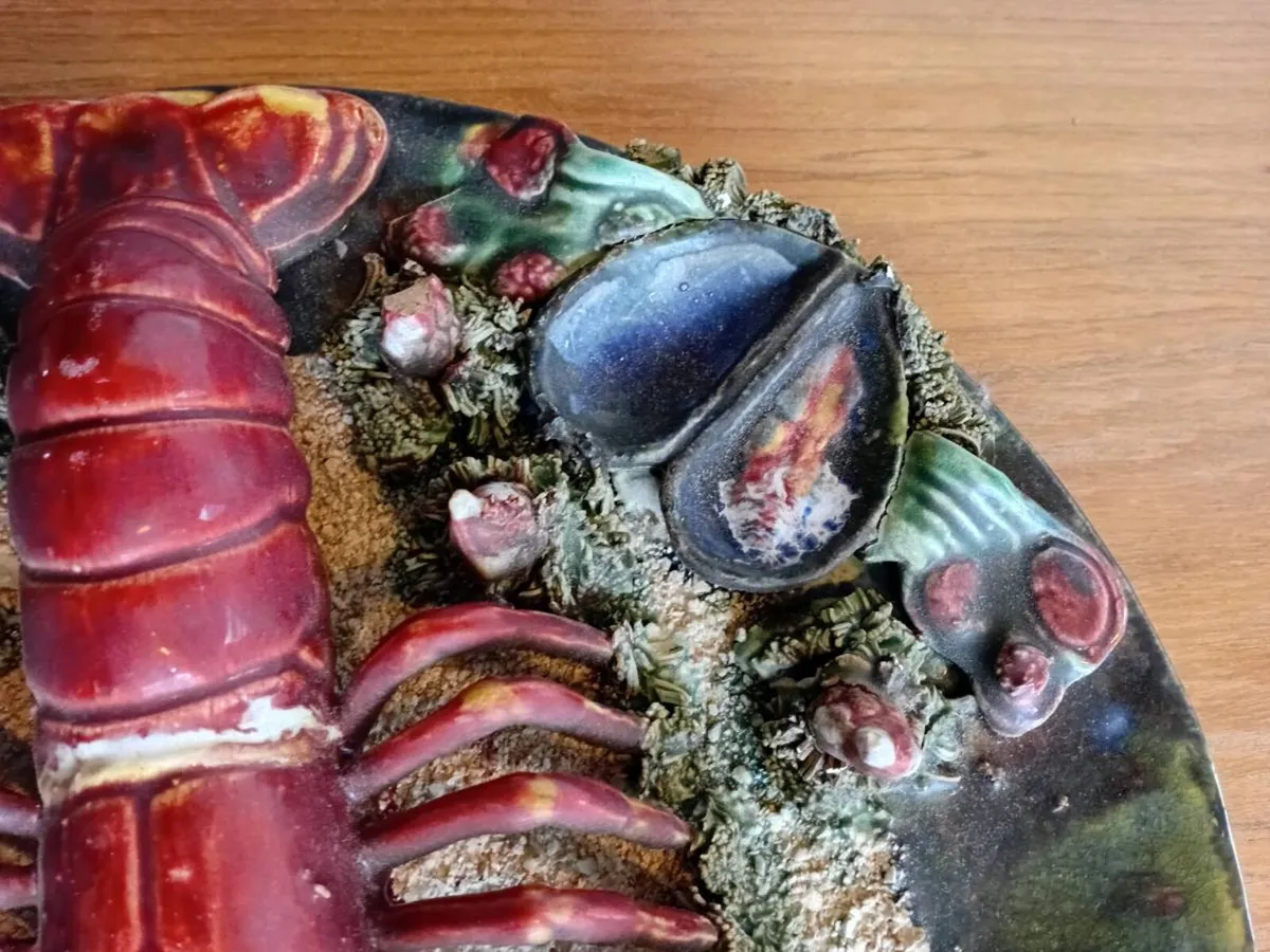 antique alvaro jose palissy majolica wall platesx3 - Image 3