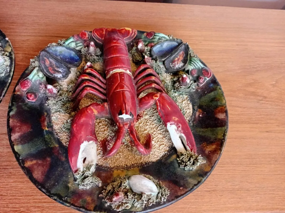 antique alvaro jose palissy majolica wall platesx3 - Image 4