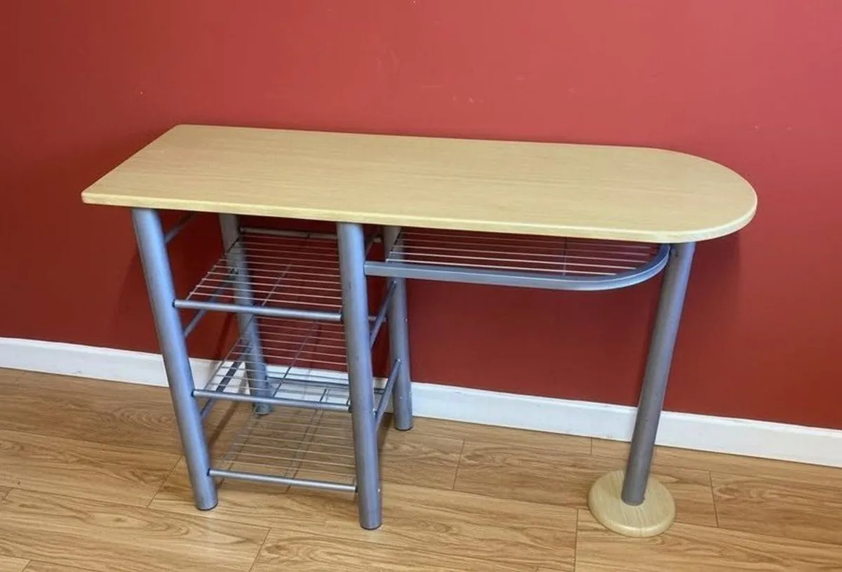 Space-Saving Table with Storage Shelves - Image 1