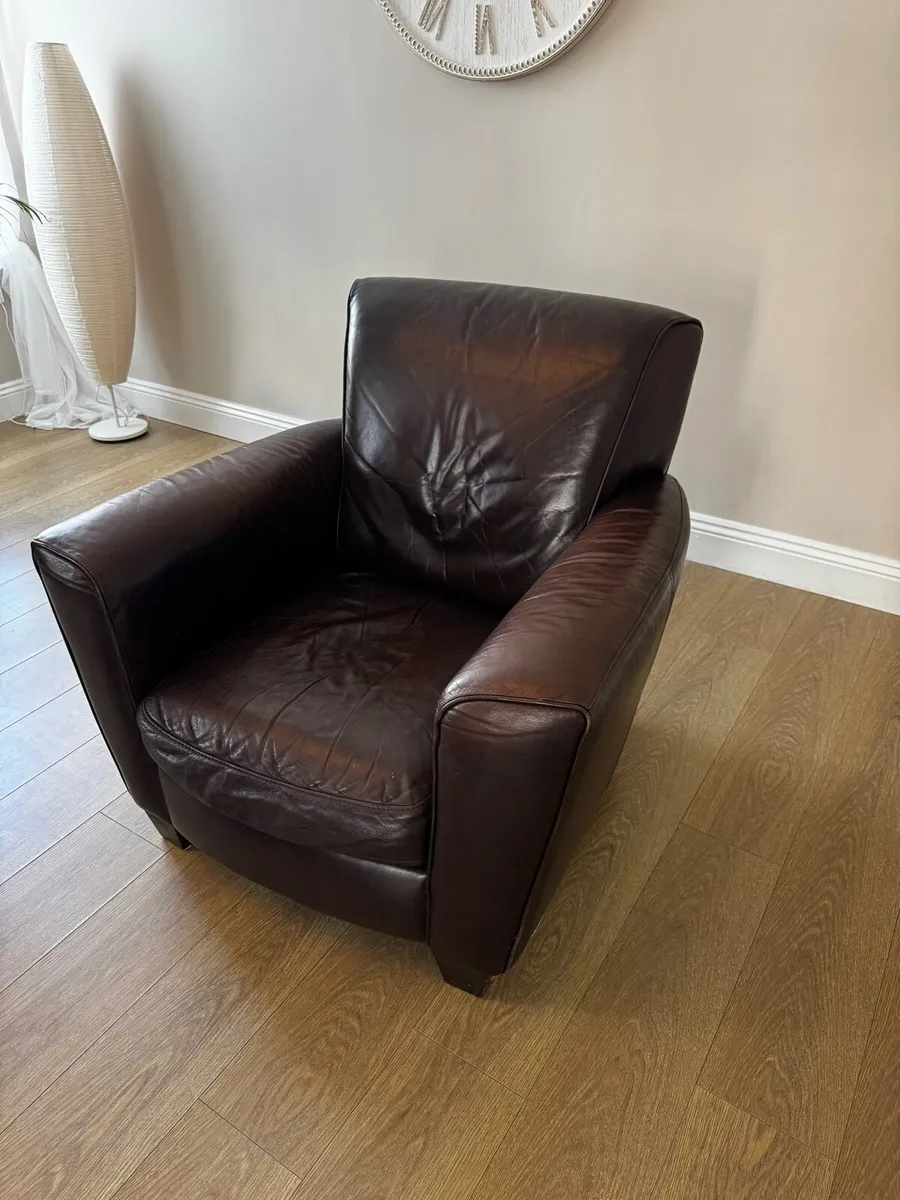 Brown Leather Natuzzi Armchair - Image 2