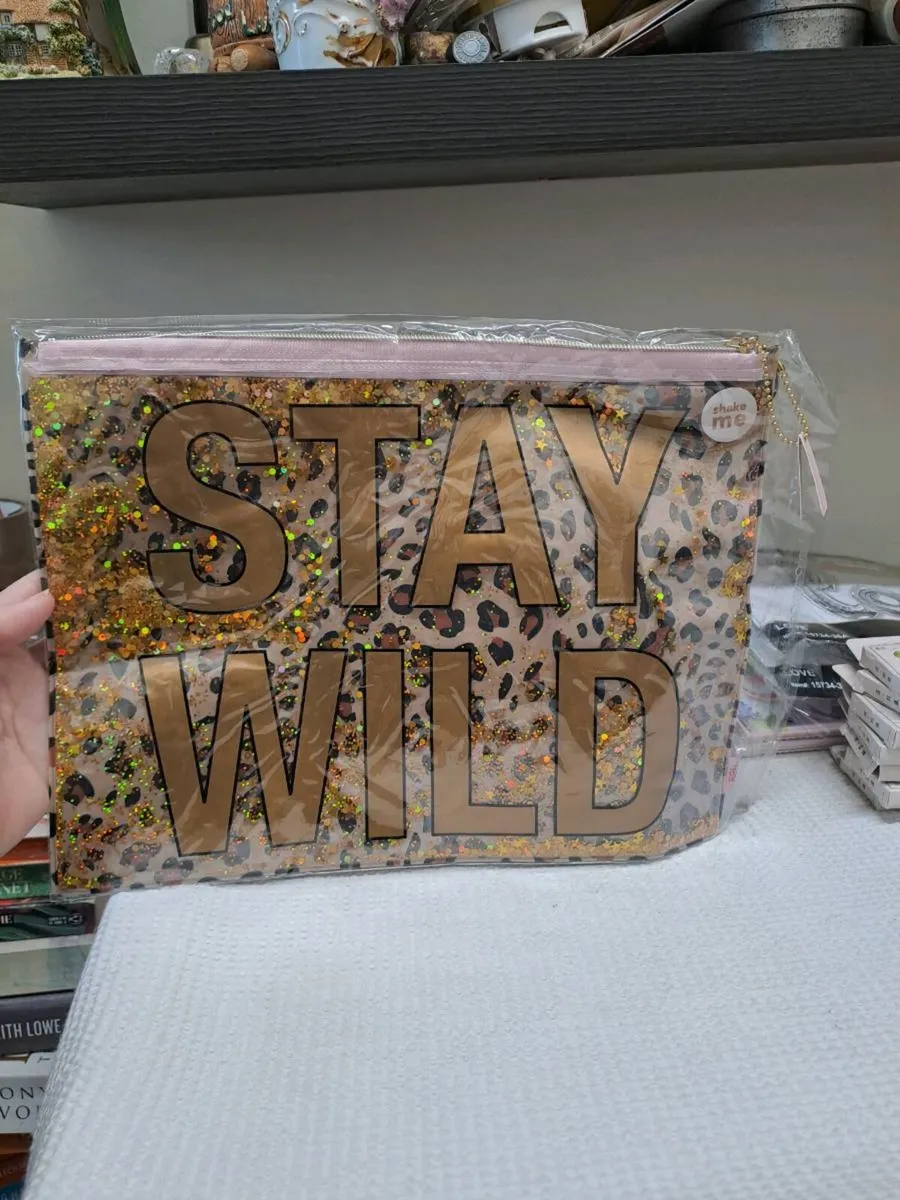''Stay Wild” Glitter Makeup / Toiletry Bag New - Image 2