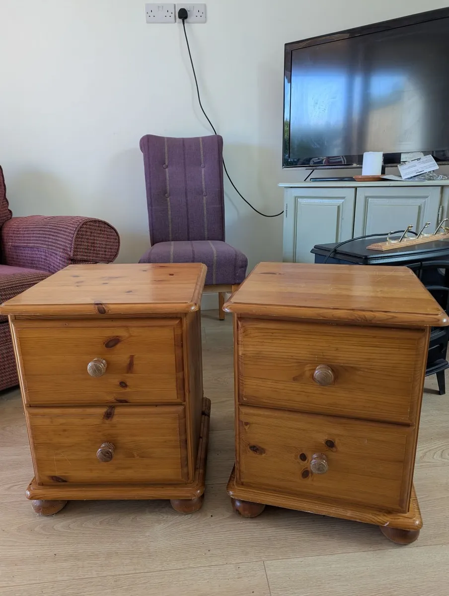 Two Solid Pine Bedside Lockers - Image 1